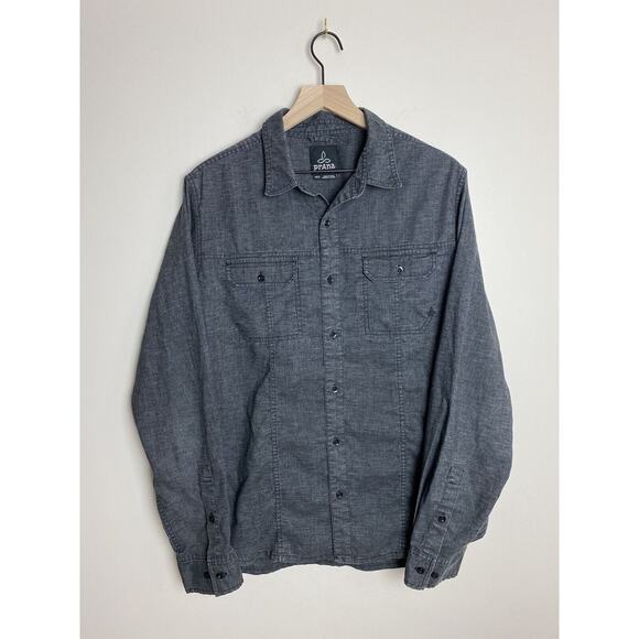 Prana Button Up Men's Size Medium - Black - Long Sleeve - Picture 1 of 5